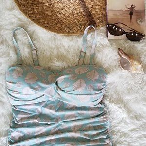 🎉HP🎉Daniel Cremieux Fleur Twist Bandeaukini Womens Swimsuit Bra Size D-Cup NWT